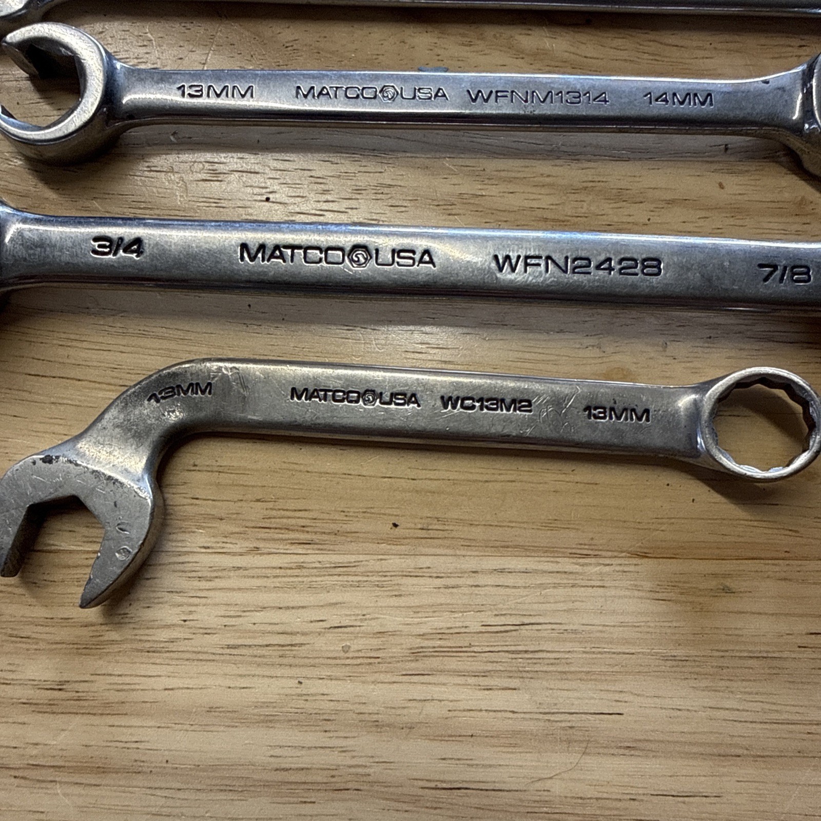 Mixed Set – Wrench- Matco Mac TOOLS Open End And Closed End See Pictures*