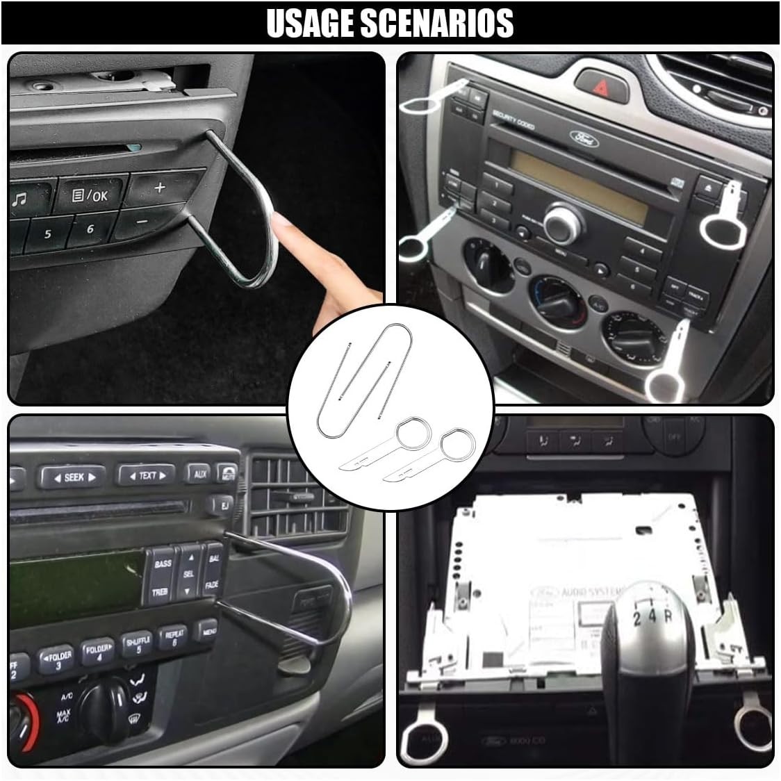 4PCS Car Radio Removal Tool Kit – Stainless Steel U-Shaped Stereo Disassembly…