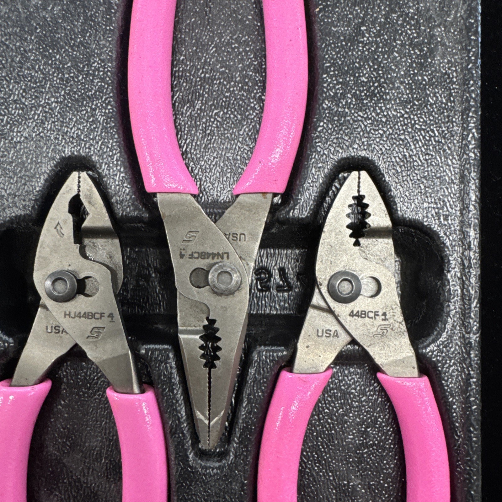 Snap-on Electric Pink 3pc Talon Grip Mini Slip-Joint Pliers Set PL344BCF USA
