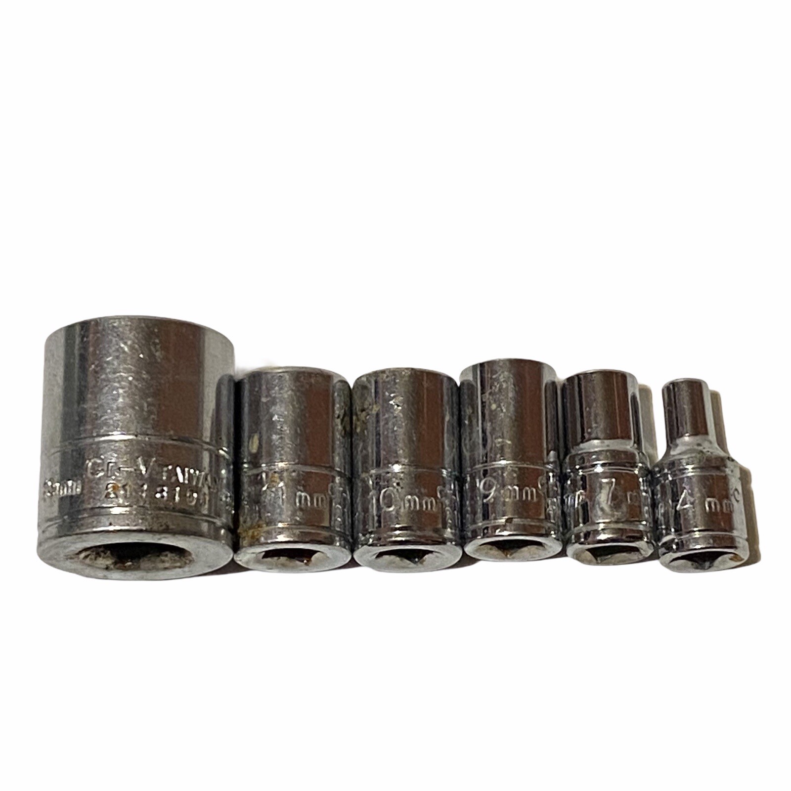 Metric CR-V 6 Point Sockets 11mm 10mm 9 7 4 19 Vintage