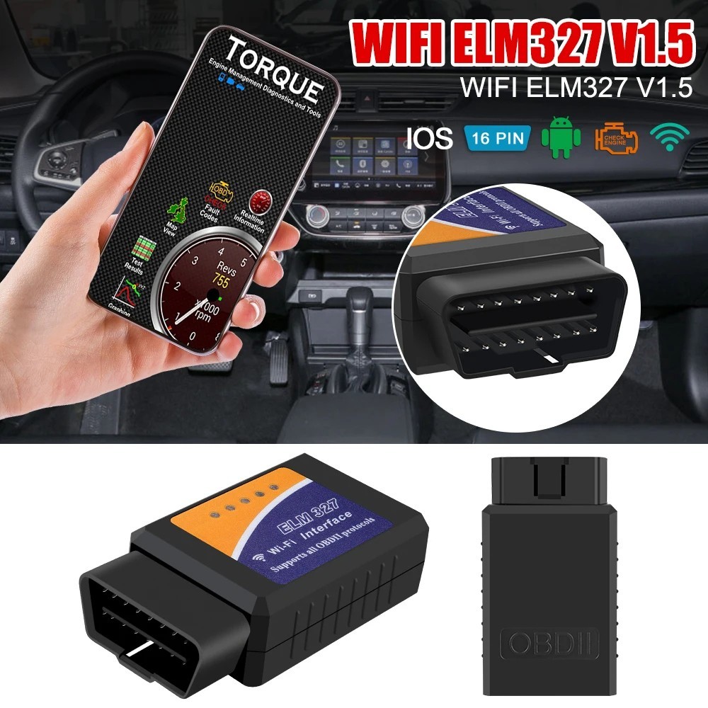 ELM327 WIFI V1.5 OBD2 Scanner OBDII Adapter Car Accessories For IOS Android 1PC