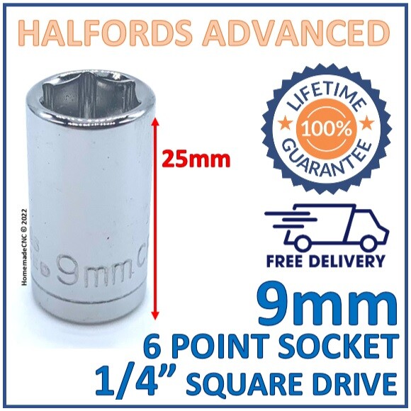 Halfords Advanced 9mm 1/4″ Square Drive 6 Point Socket – Lifetime Guarantee