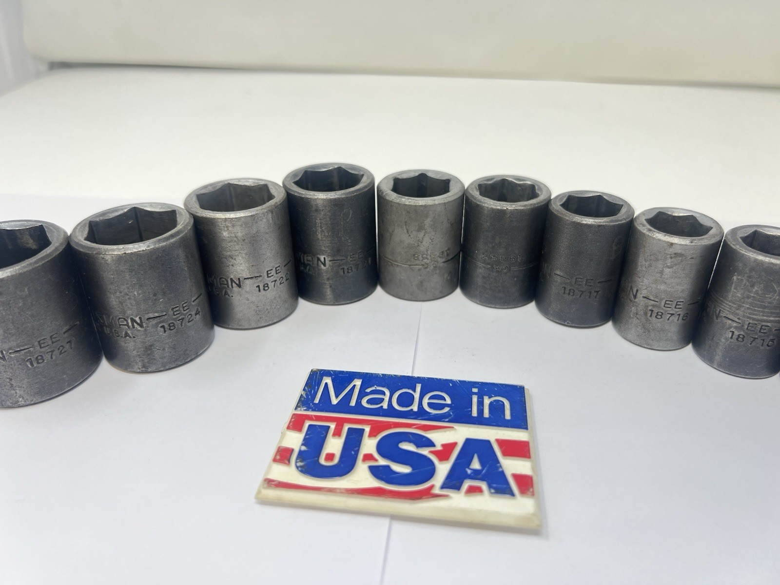 Vintage SEARS CRAFTSMAN USA 11pc METRIC GK EE Impact Socket Set 1/2″ Drive 19450