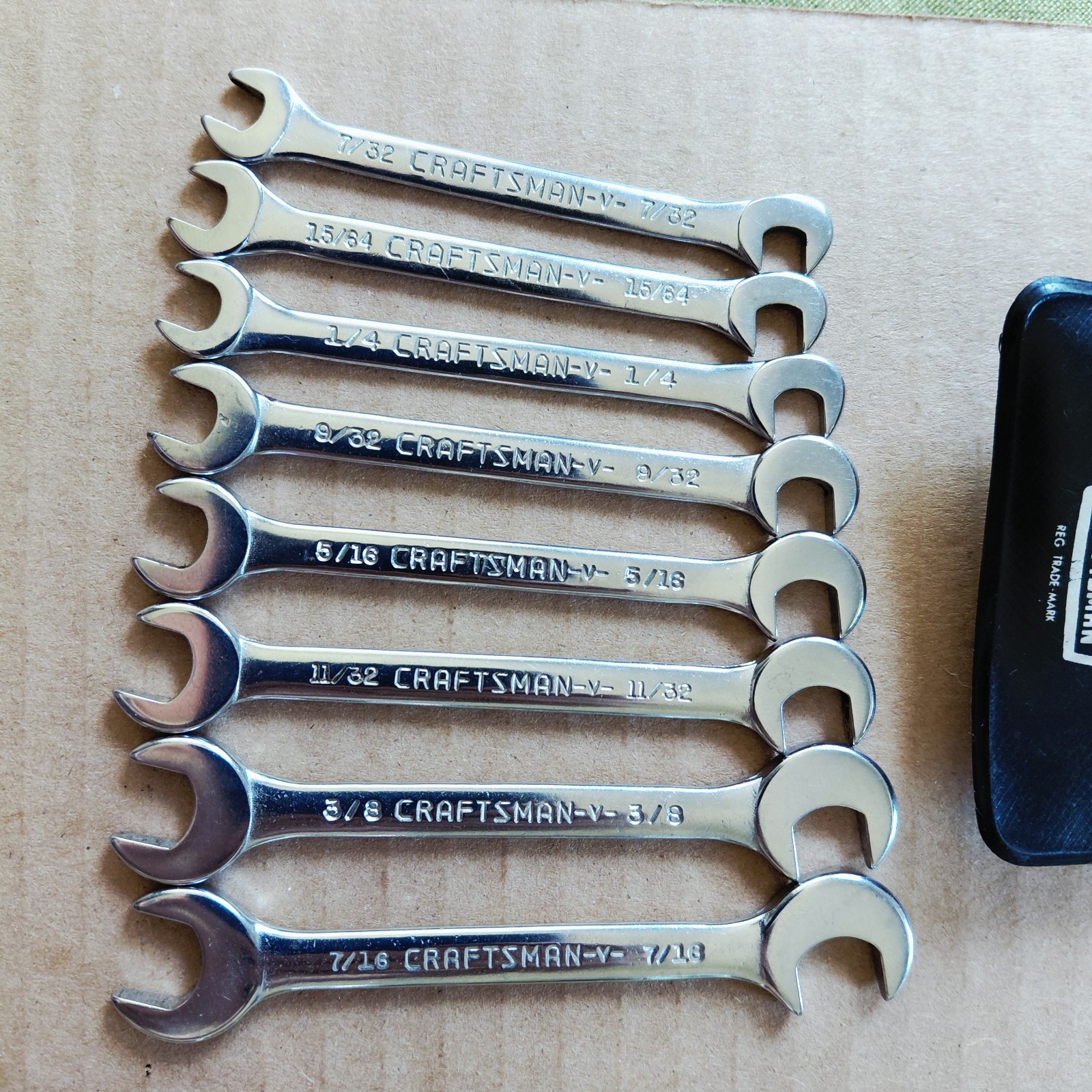 8pc.CRAFTSMAN 4306 SAE -V- OPEN END Ignition Wrench Set USA Vintage