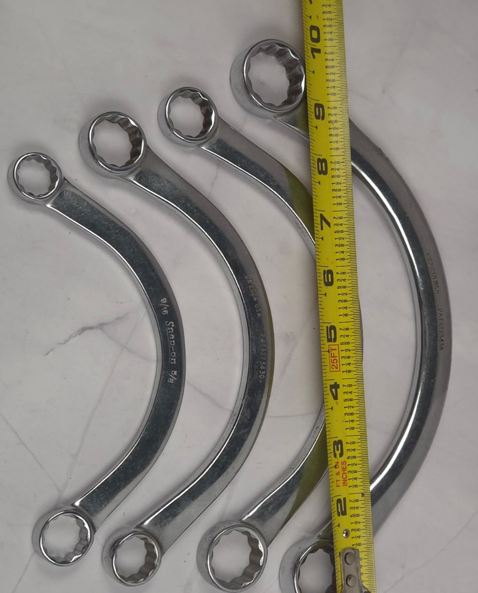Snap On Tools Half Moon Curved Obstruction Box End Wrenches SAE 12pt 4 pieces