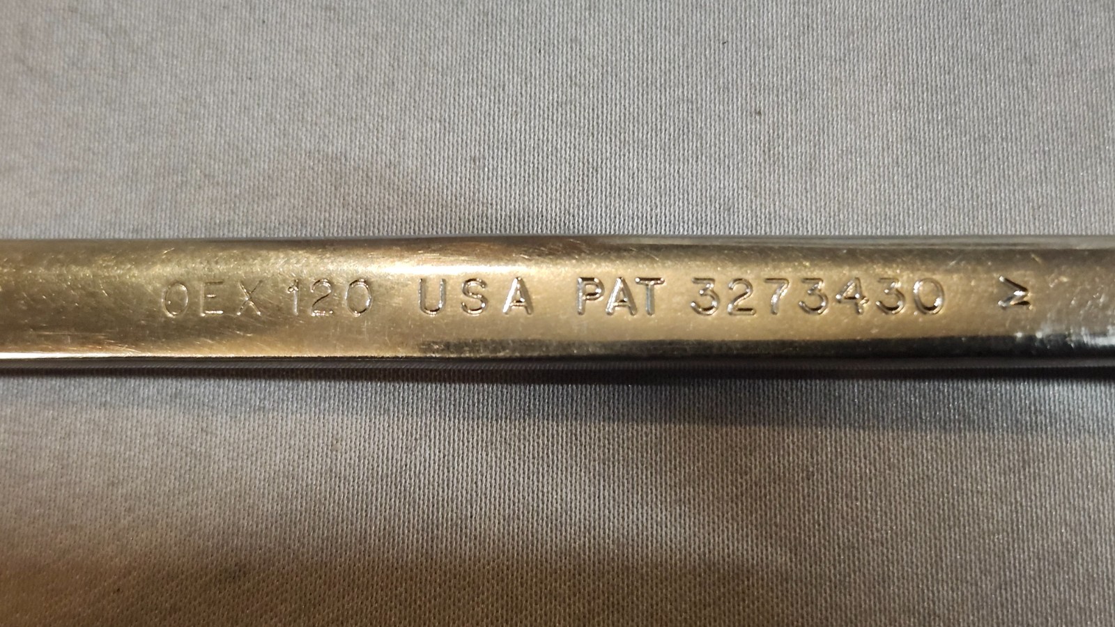 Snap-on OEX120 9/16 x 5/8 Combination Wrench Vintage USA PAT 3273430 Engraved