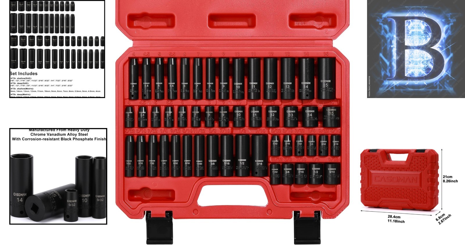 50-Piece Master Impact Socket Set: Chrome Vanadium & Corrosion-Resistant Finish