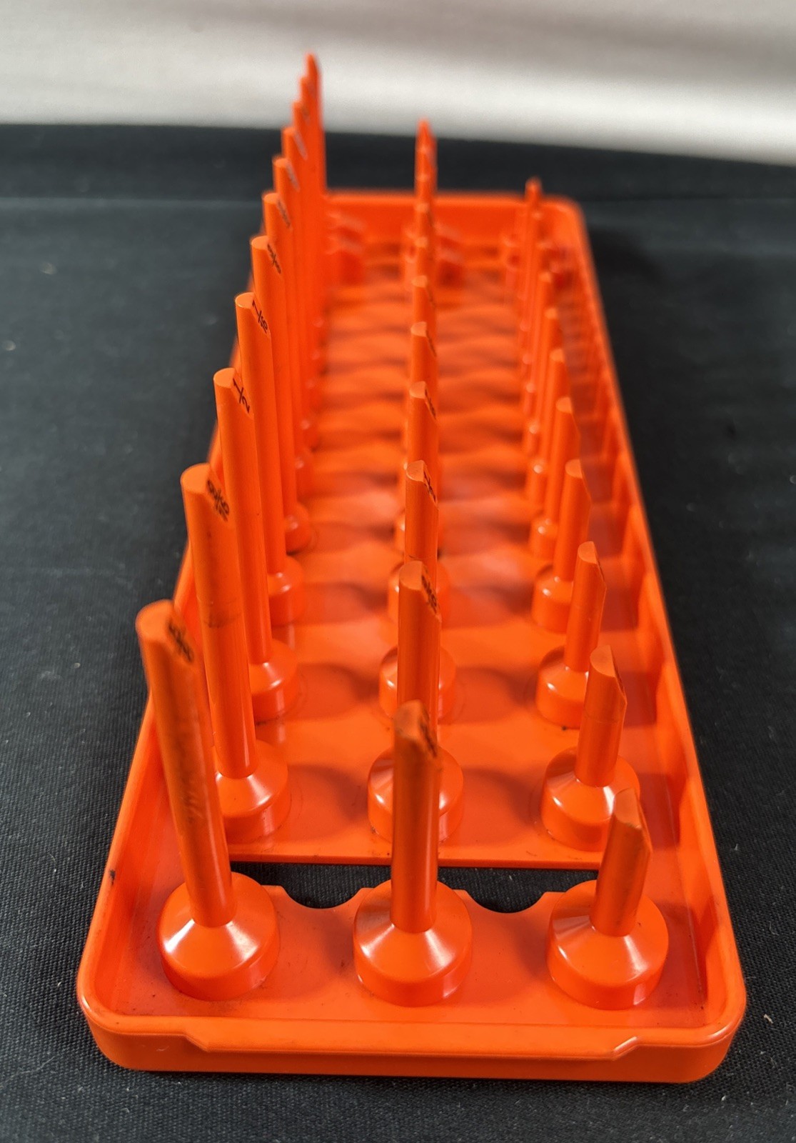 Snap On Tools KA143FROR ORANGE SAE 1/4″ Post 3-Row Socket Tray Storage USA