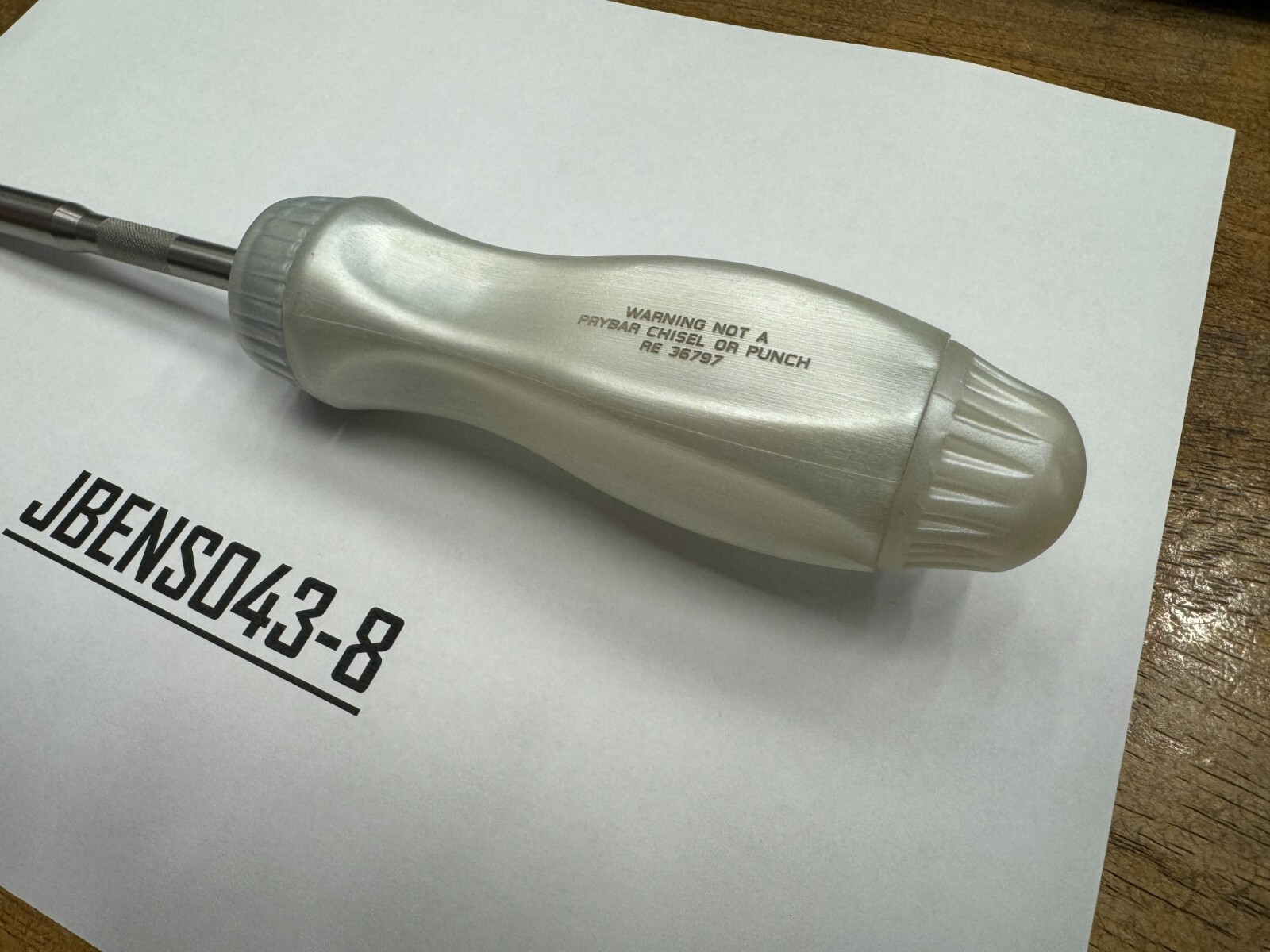 Snap-on Tools NEW PEARL WHITE Hard Grip Ratcheting Screwdriver No Bits SSDMR4BPW