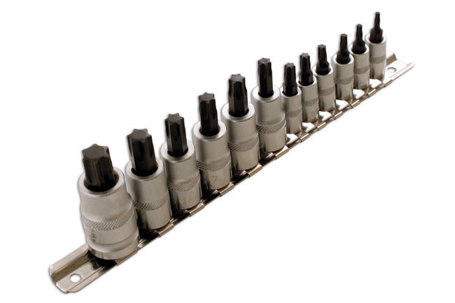 12 Piece Short Star Socket Bit Set From T10–T60 1/4″D, 3/8″D, 1/2″D Laser 2196