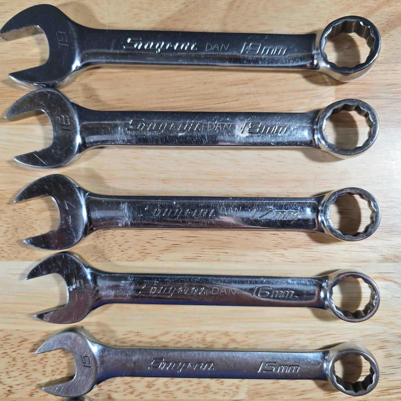 Snap On 10 pc 12 Point Metric Short Combination Wrench Set 10mm – 19mm