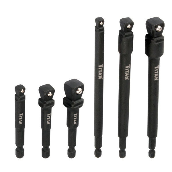 Titan 49036 6pc 1/4″ Hex Drive Impact Wobble Socket Adapter Set