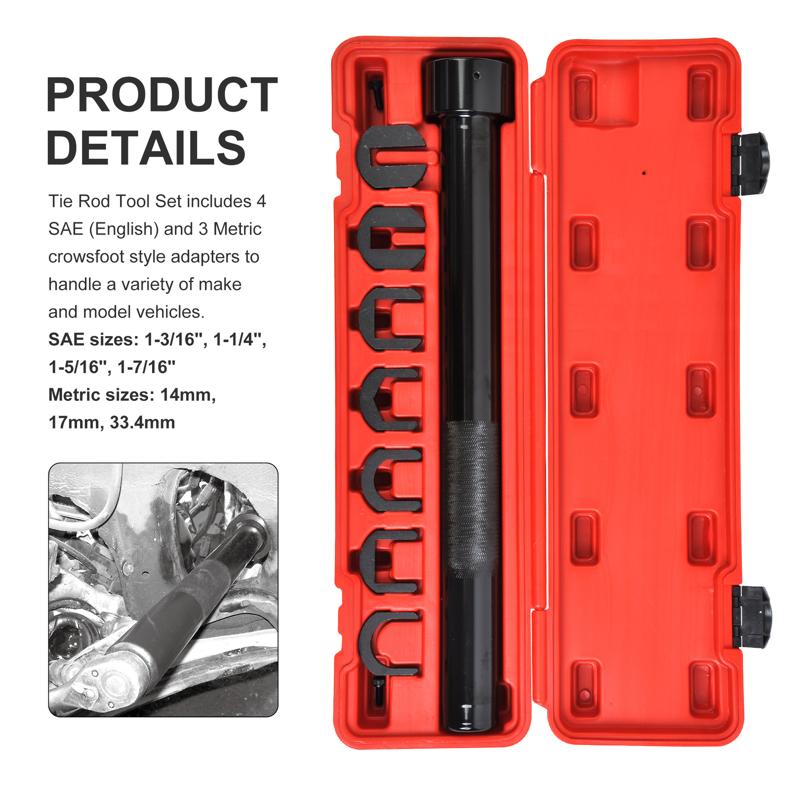 Auto Car Truck Inner Tie Rod Tool Installer Remover Crews Foot Wrench Tool Kit