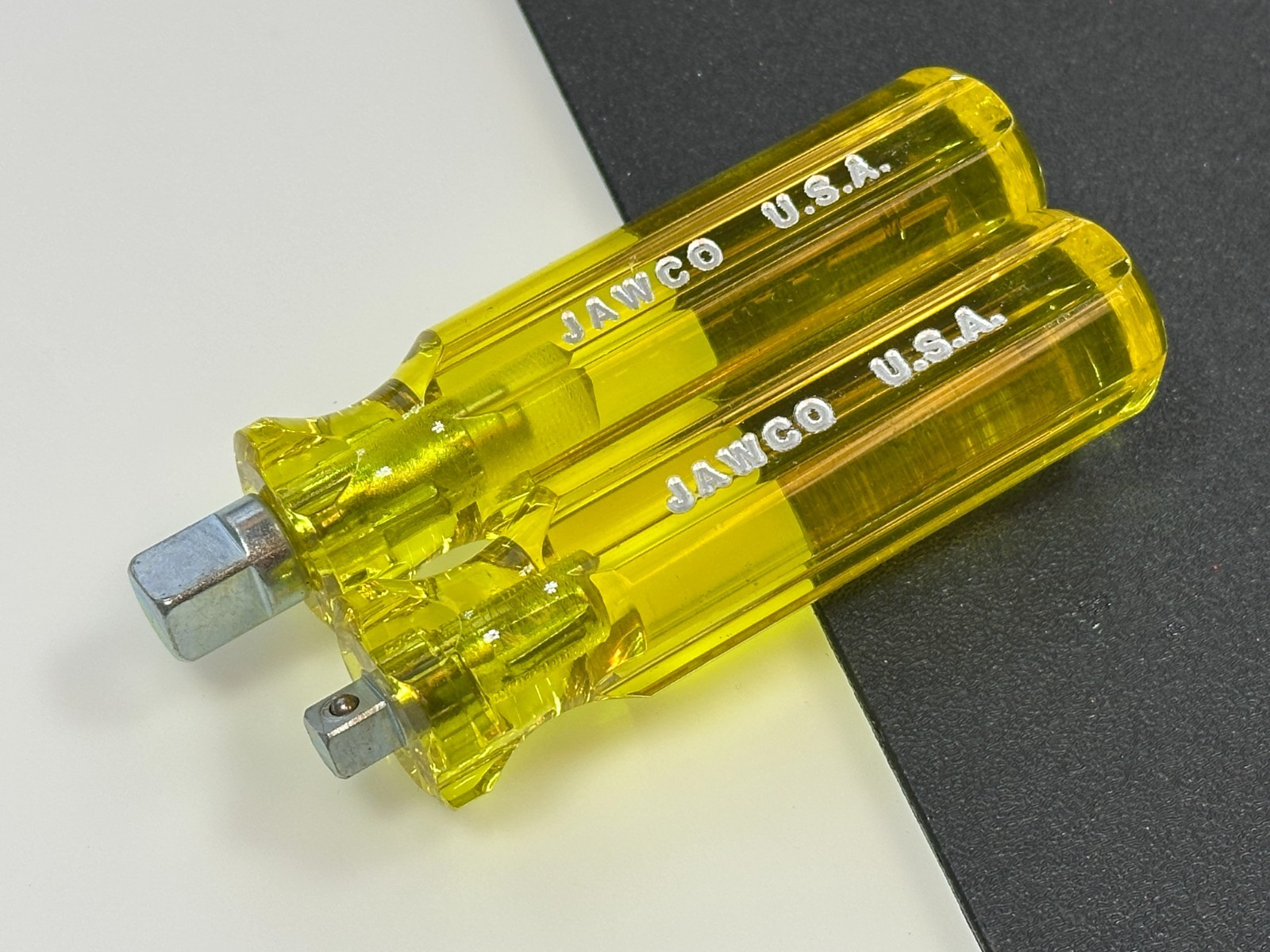 2pc NOS Jawco Tools USA Made 1/4 3/8″ Drive Socket Spinner Handles Yellow Handle