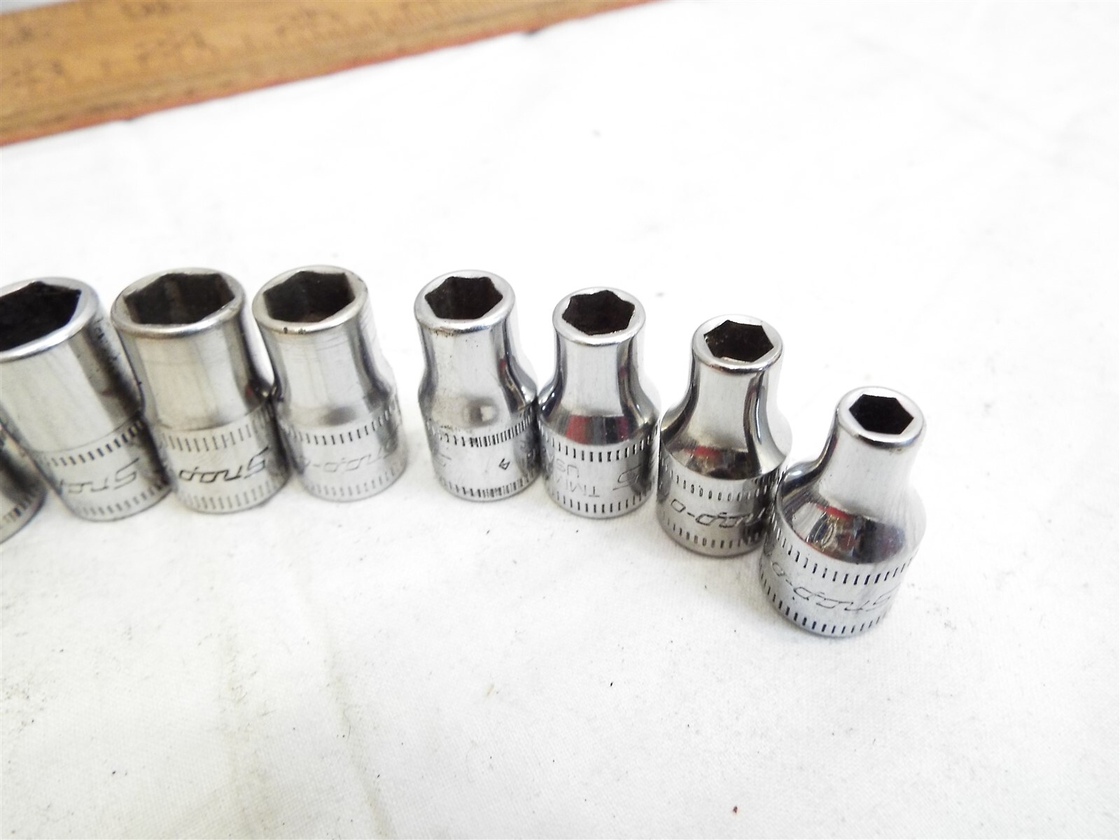 Clean Set 13 Snap-On 1/4″ 6-pt Metric Sockets Shallow/Standard Length 4-15mm