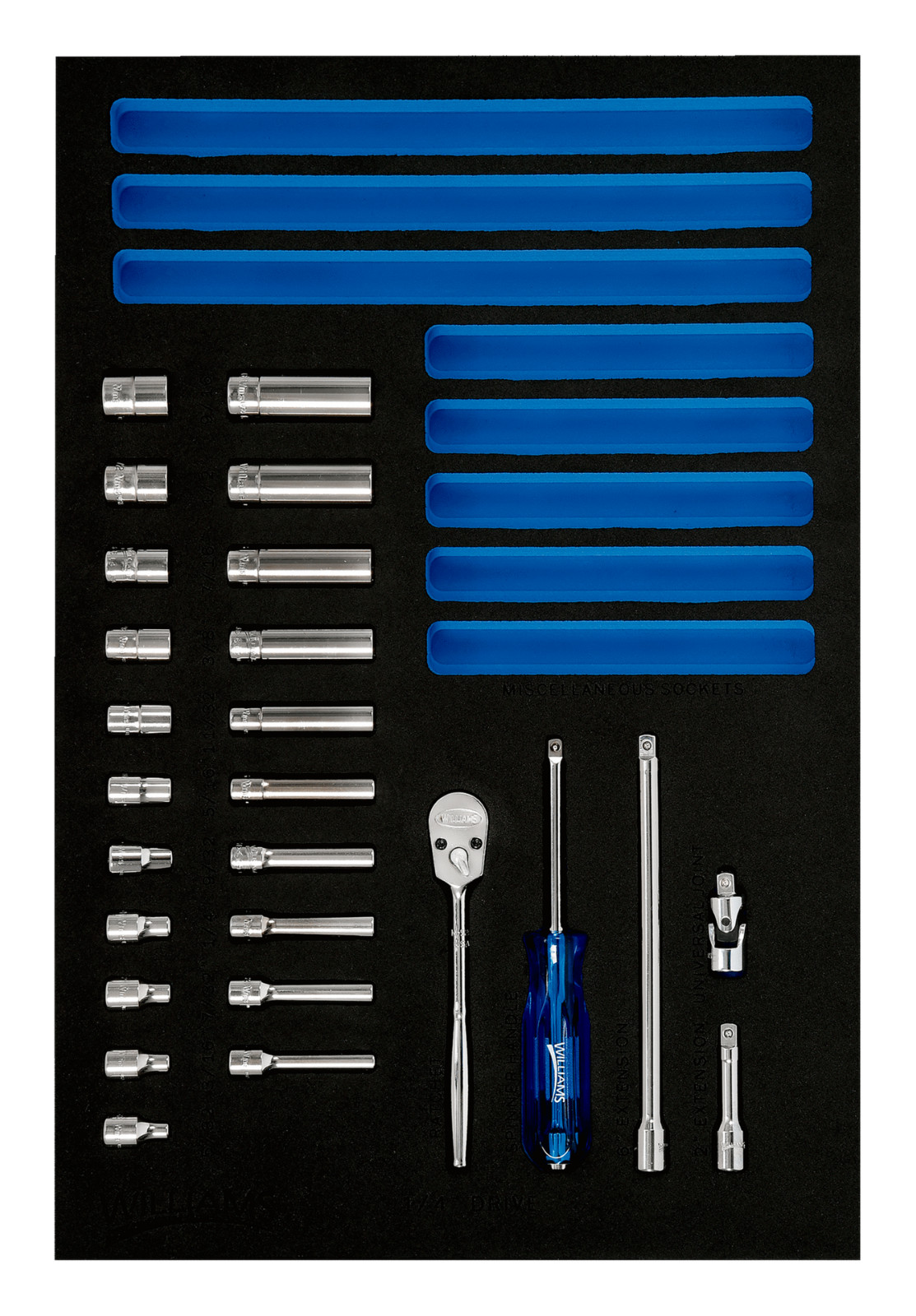 Williams JHWFWSM-26HF 26pc 1/4″ Drive 6pt SAE Standard Socket and Drive Tool Set