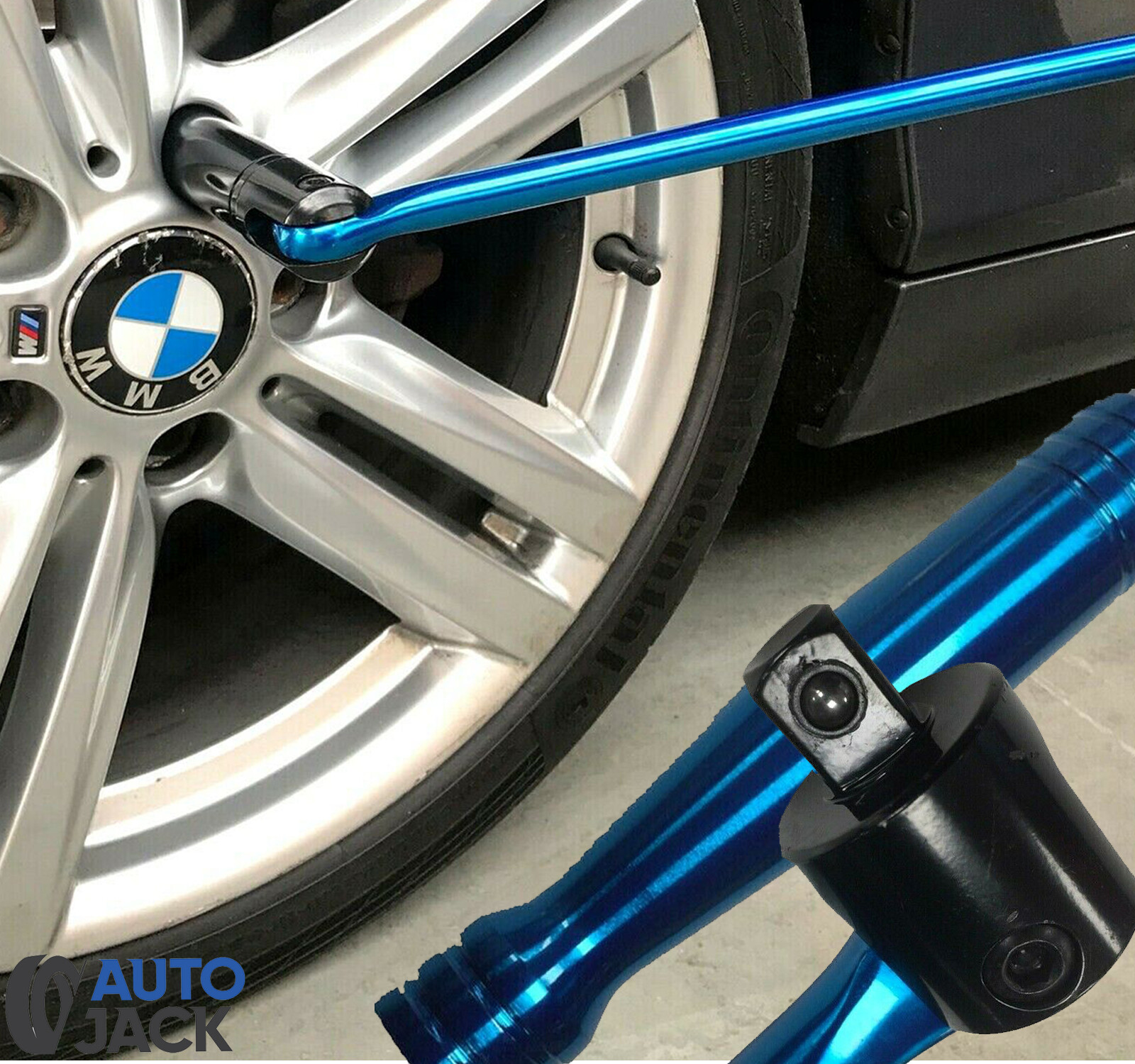 Autojack 24″ Breaker Bar 1/2″ Socket Sq Dr Power Flexi Knuckle Blue Chrome 600mm
