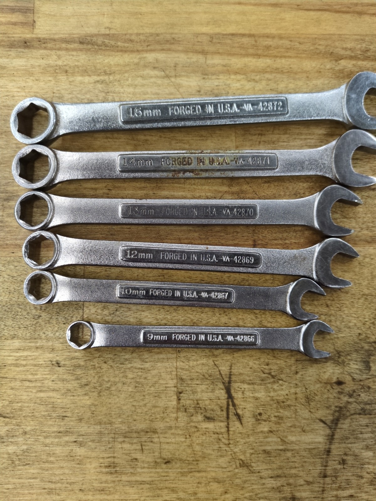 (6) Craftsman Metric 6 PT Combination Wrench Lot 9,10,12,13,14,15mm USA Made VA