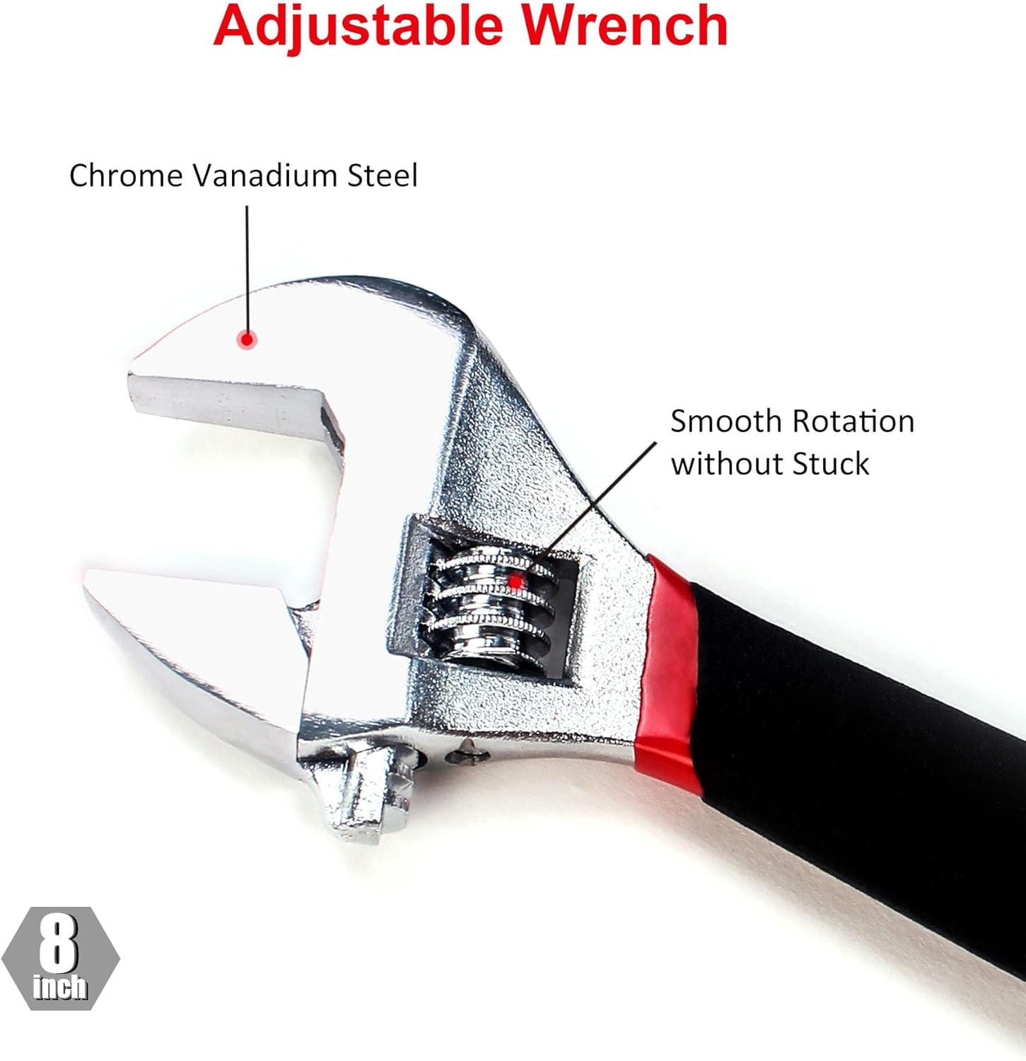 FASTPRO 7-Piece Utility Pliers and Wrench Set, Includes 8″ Black & Red