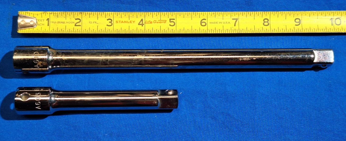 Bonney A605 A610 (2) 1/2″ DRIVE CHROME EXTENSIOSNS 10″ & 5″
