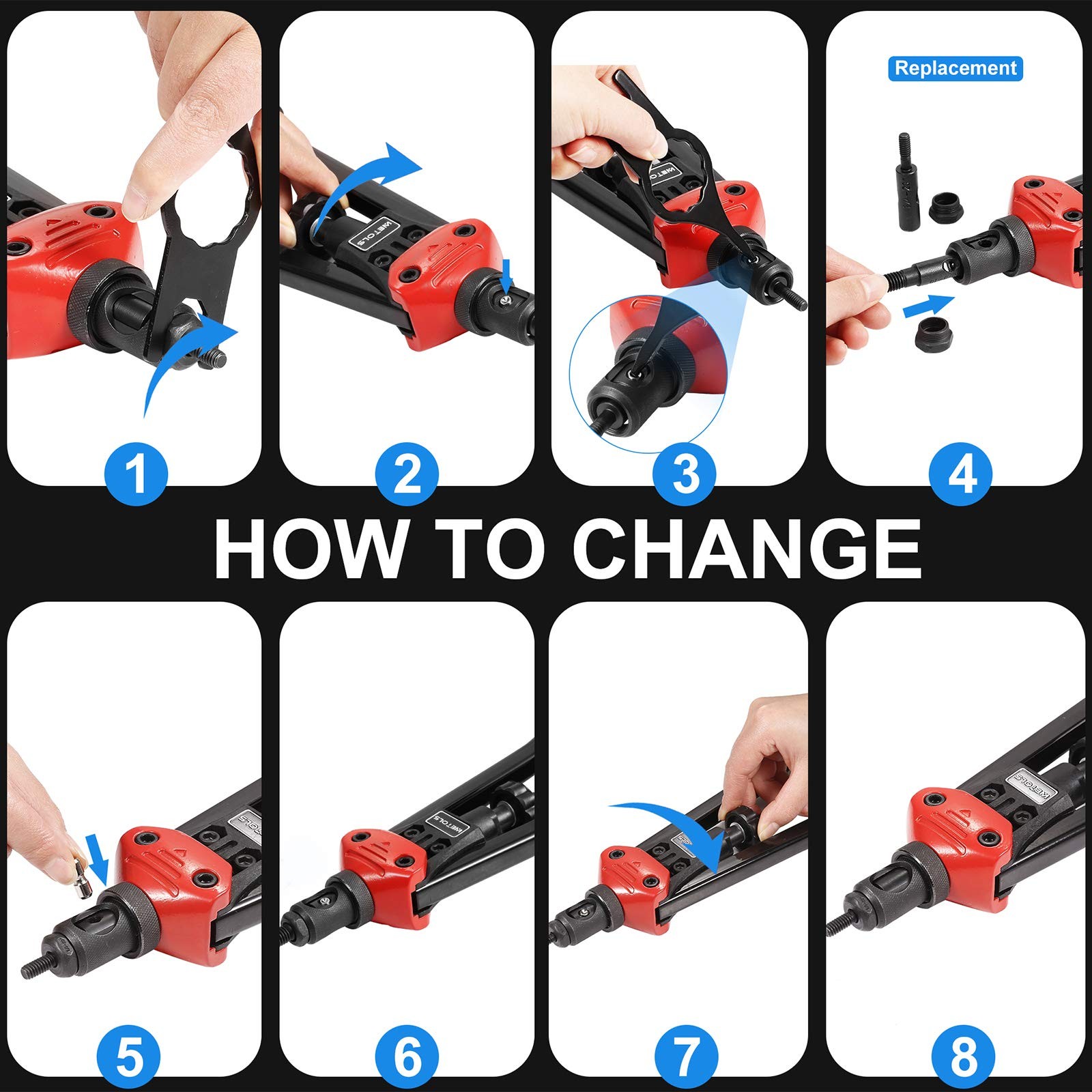 11Pcs Rivet Nut Tool Replacement Mandrels of 14»/16»