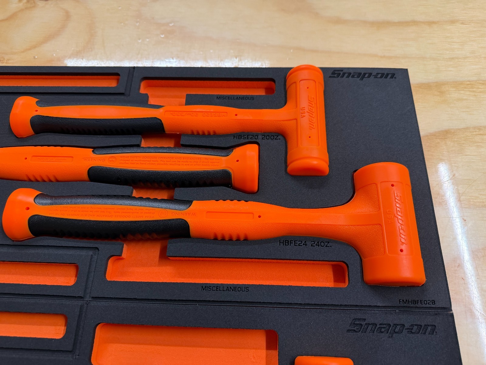 Snap-on Tools NEW ORANGE 6pc Soft Grip DeadBlow Soft Face Hammer Master Foam Set