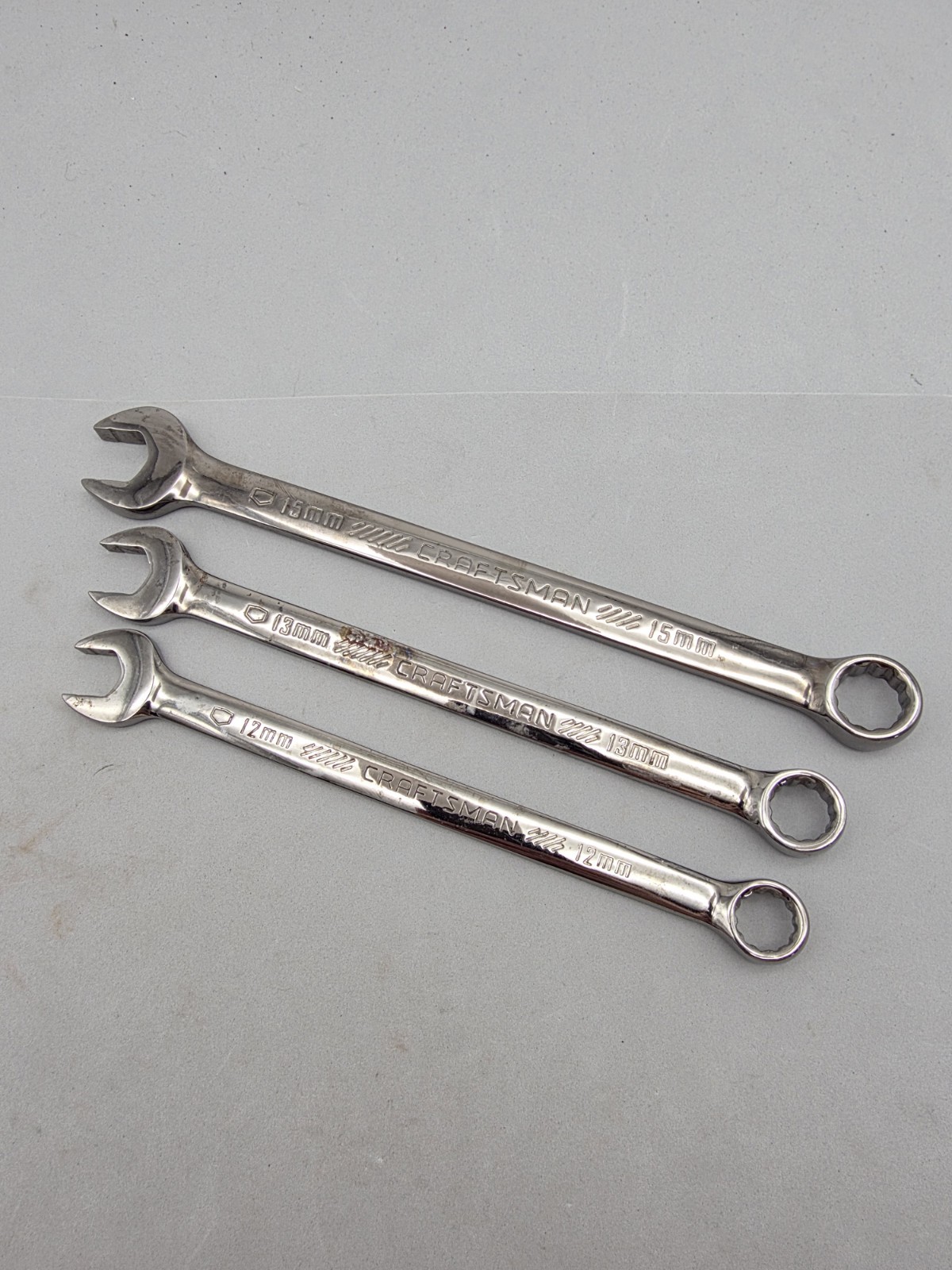 Craftsman Tools Combination Wrenchs 15mm,13mm,12mm 81-976,974,973GM