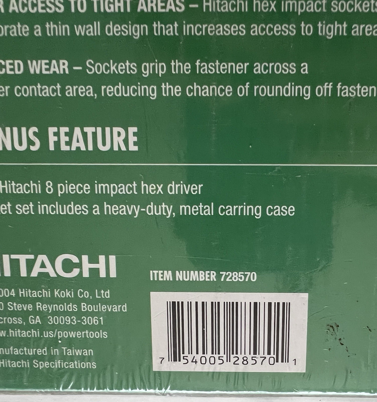 Hitachi 3/4″ 8-Piece Sae Deep Impact Hex Driver Square Drive Set Taiwan Case