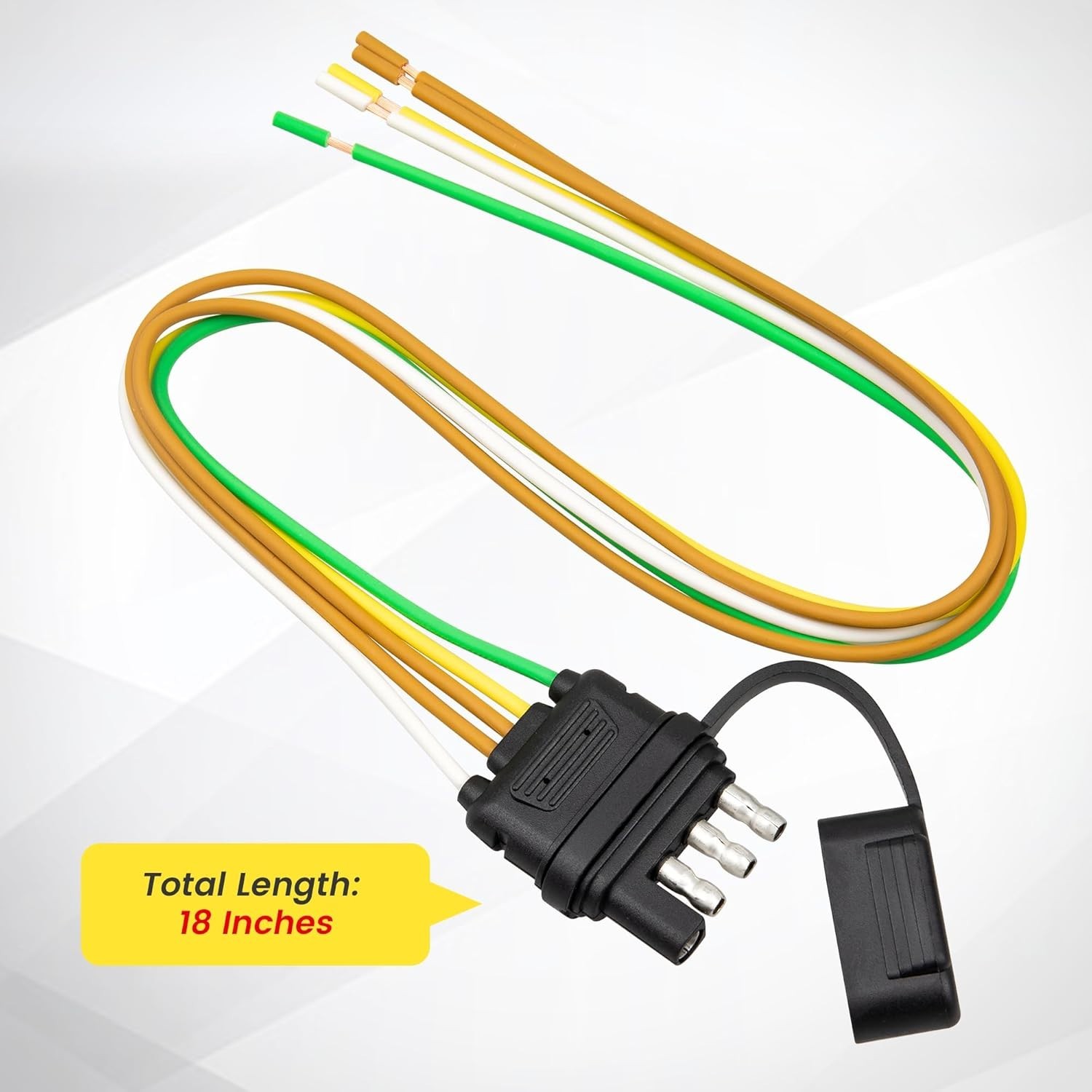 4 Pin 5 Wire Trailer Wiring Harness 18 Inches, 16AWG Pure Copper Wishbond Traile