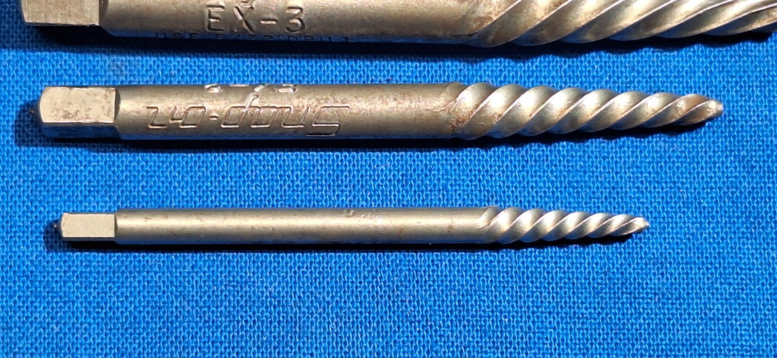 Snap On Tools 4 piece easy out set / broken bolt removal set EX4, EX3, EX2, EX1