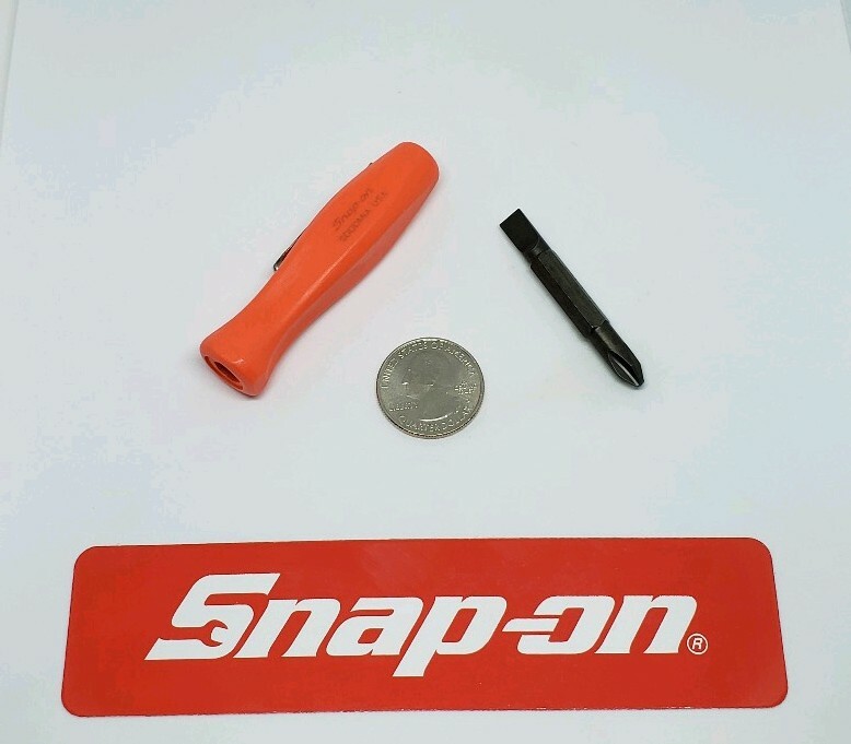 ORANGE Snap on tools pocket screwdriver REVERSIBLE TIP pocket screwdriver w/clip