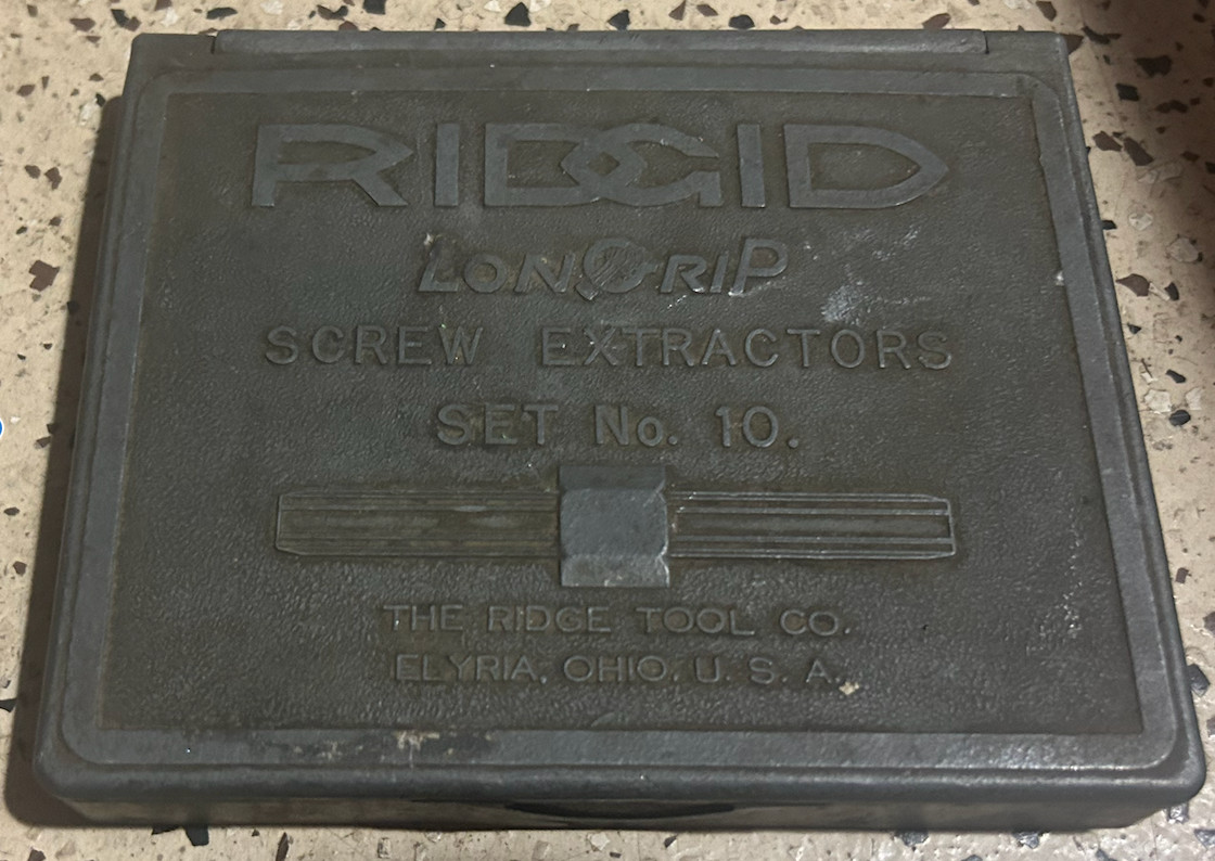 Vintage RIDGID Long-Grip Screw Extractor Set No. 10 USA Incomplete
