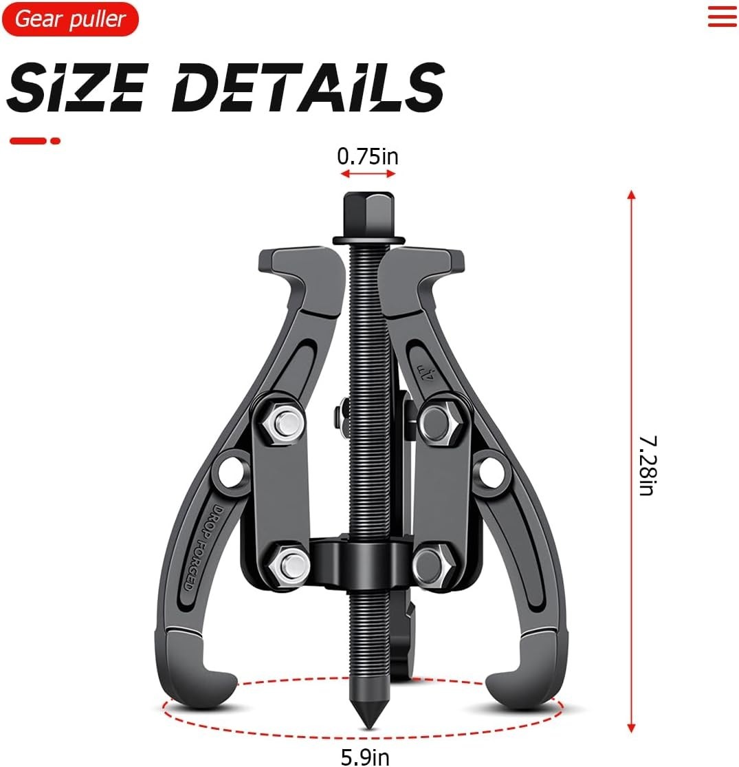 6-Inch Bearing Puller – Corrosion-Resistant Tool for Auto and Motorcycle