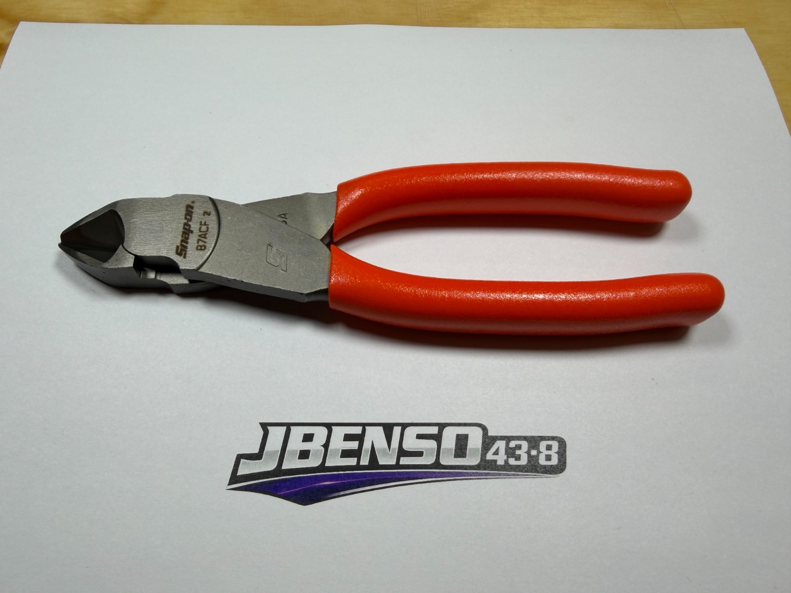 Snap-on Tools USA NEW ORANGE Soft Grip 7″ Diagonal Cutter Pliers 87ACFO