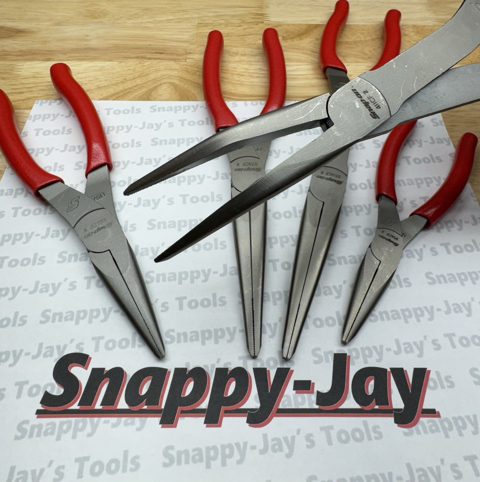 Snap-on Tools USA NEW 5pc RED Talon Grip Needle Nose Plier Set LONGNOSE5R