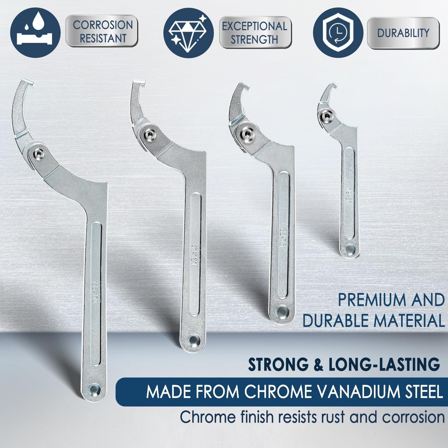 8 Pack Adjustable Hook C Pin Spanner Wrench Tool Set Nut Wrench 3/4″ to 6-1/10″