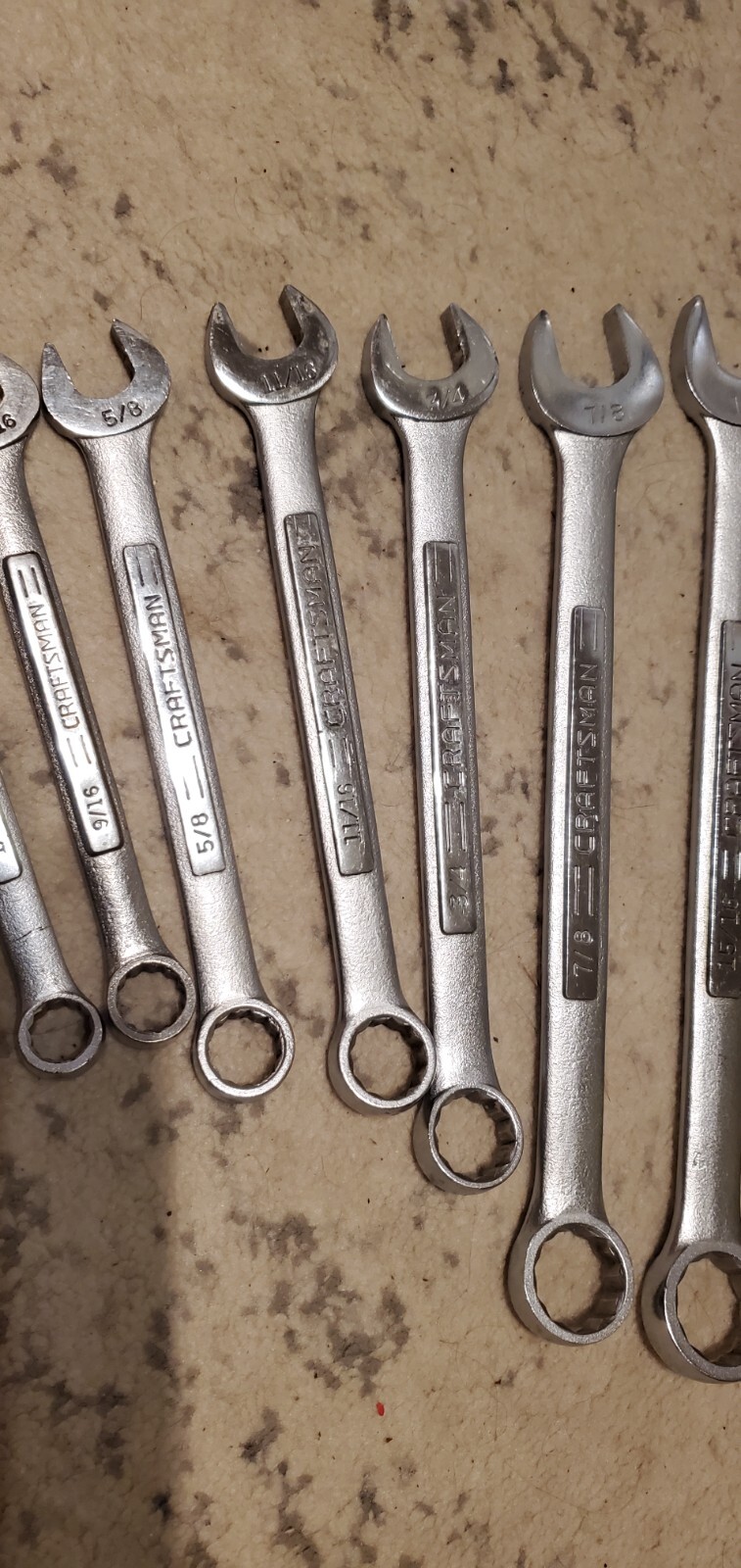 Craftsman Wrenches 44 Series Made In The Usa 1″-15/16-7/8-3/4-11/16-5/8-9/16-1/2