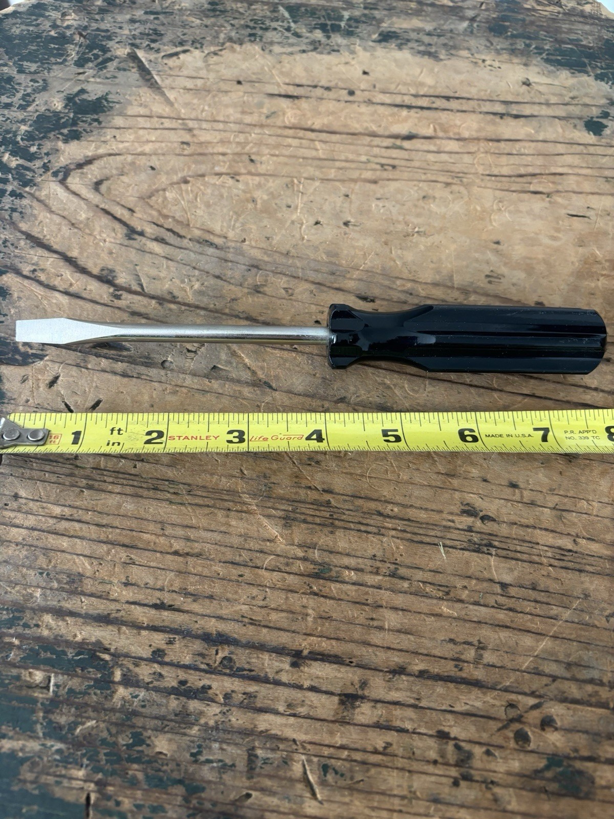 Vintage NOS Stanley USA Made Slotted Flat Head Black Handle Screwdriver
