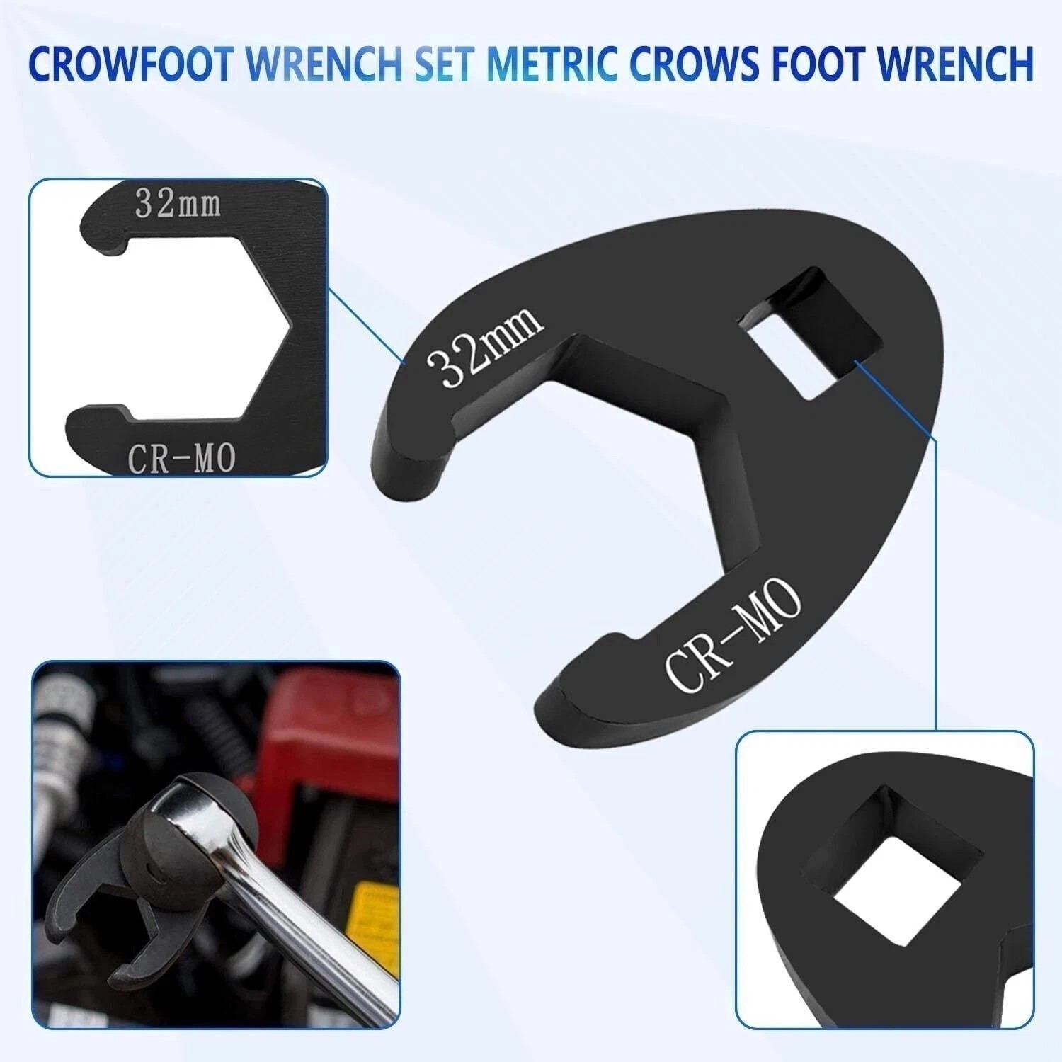 19PCS Crows foot Wrench Set 1/2″ and 3/8” Drive Flare Nut Crowfoot Wrench Set