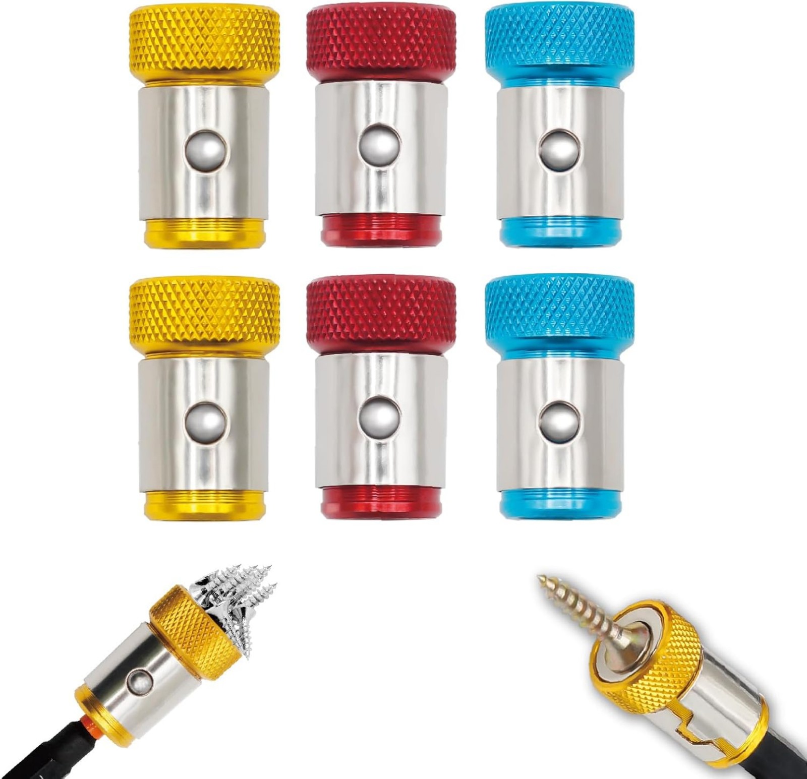 6 x Screwdriver Head Magnetic Ring Pivoting Bit Tip Screw Holder Magnetizer