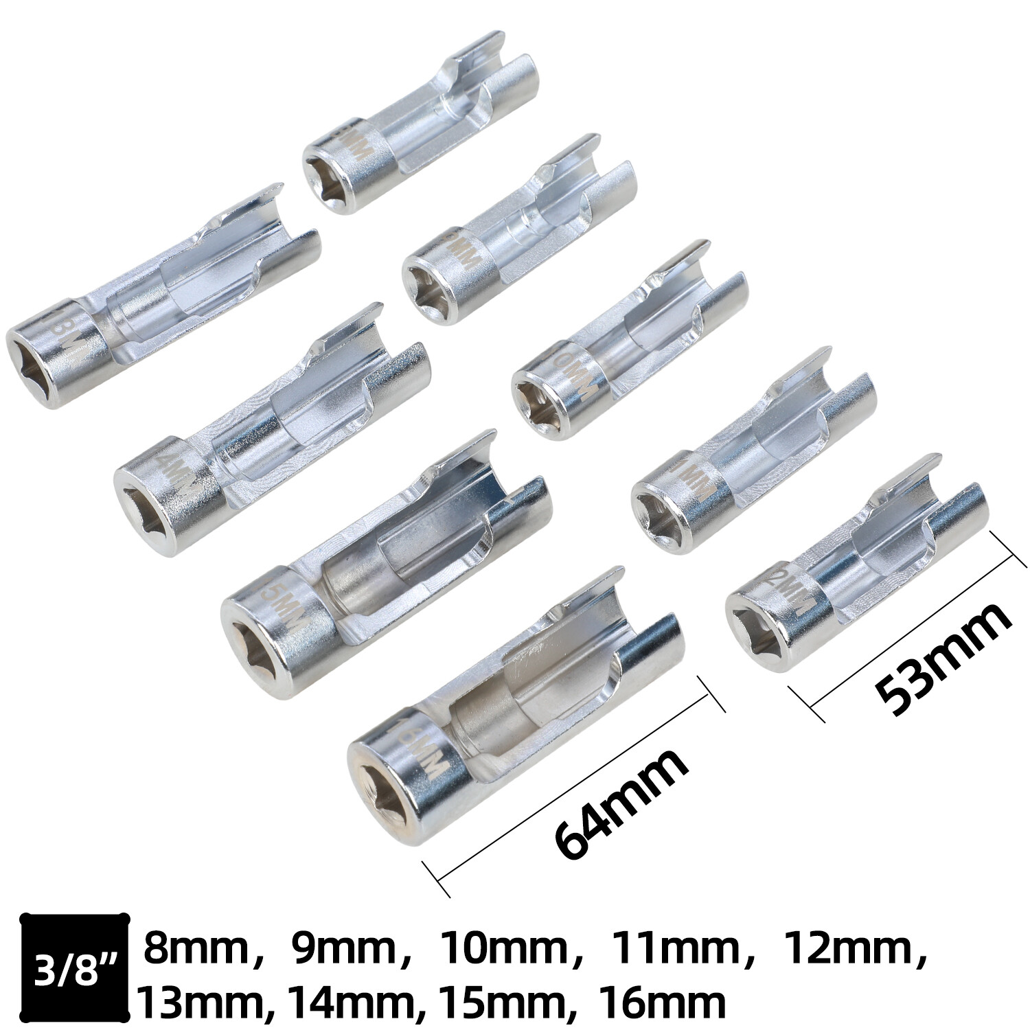 Fuel Line Socket Wrench Set 14PCS Strut Nut Socket, 8-22mm Diesel Injector