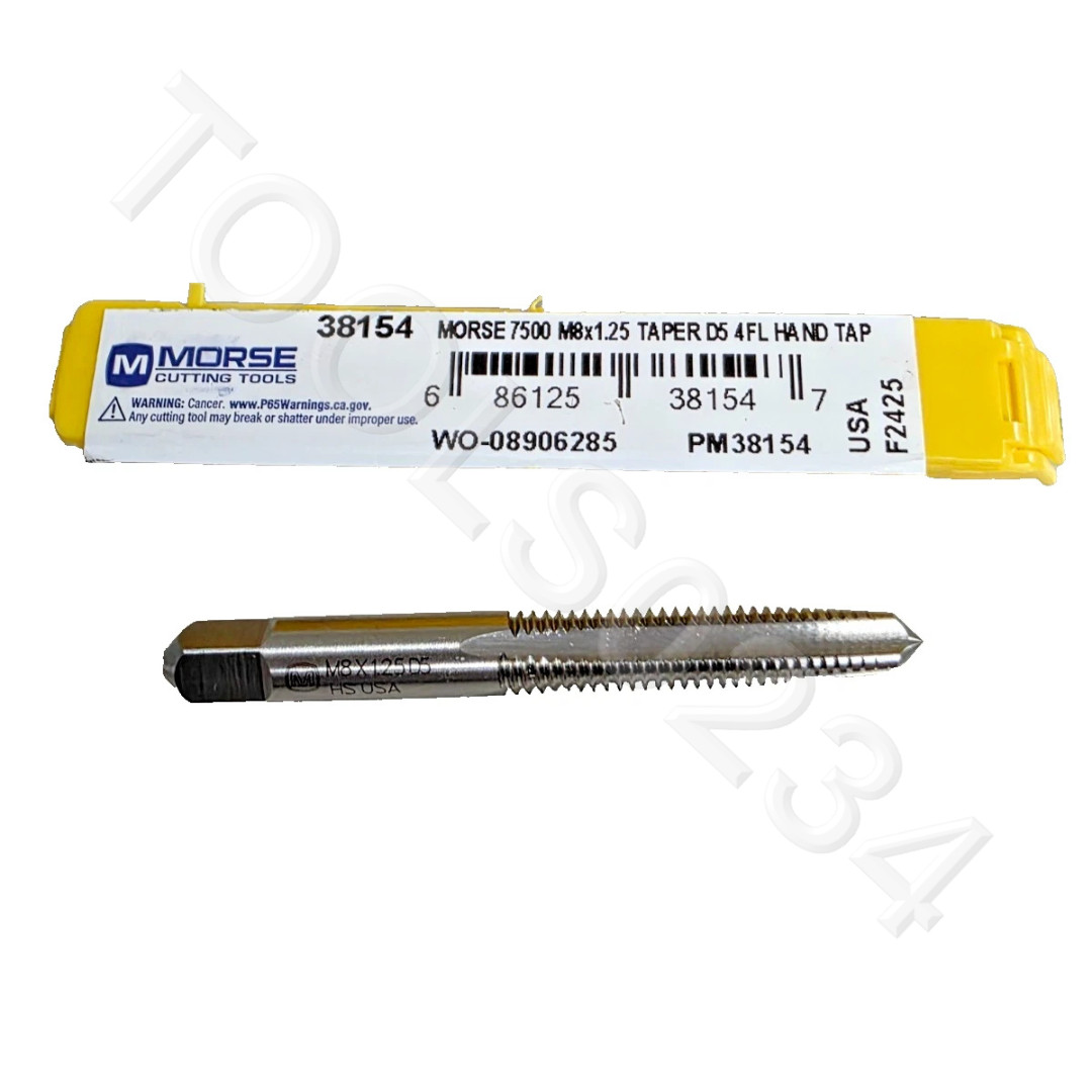 M8 X 1.25 Taper Tap Morse MT3838154 8MM HSS Starter Tap 4FL RH D5 USA Metric