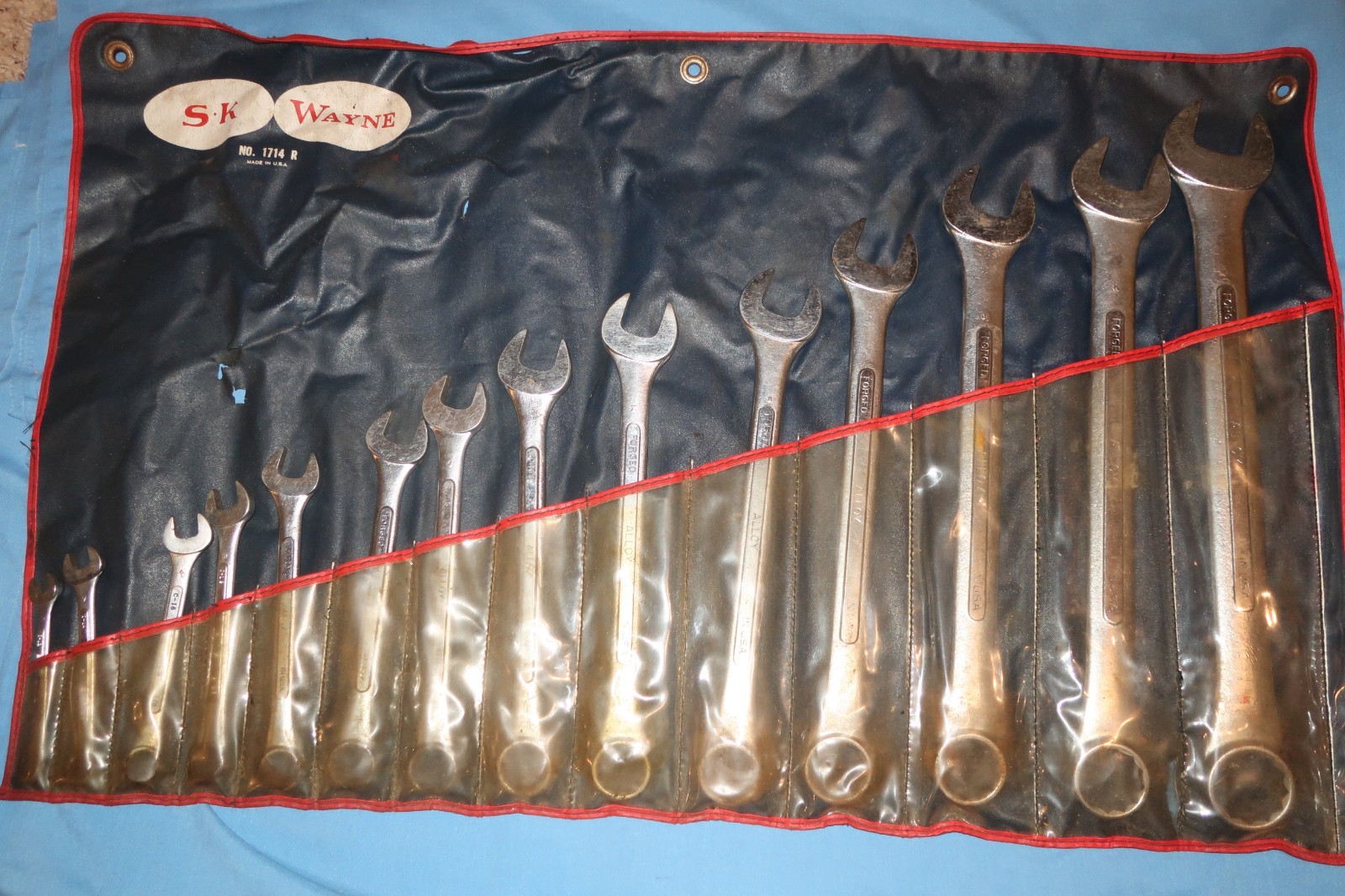 Lectrolite #1714R S-K Wayne Tools 14 Piece Combination Wrench Set w/Storage Roll