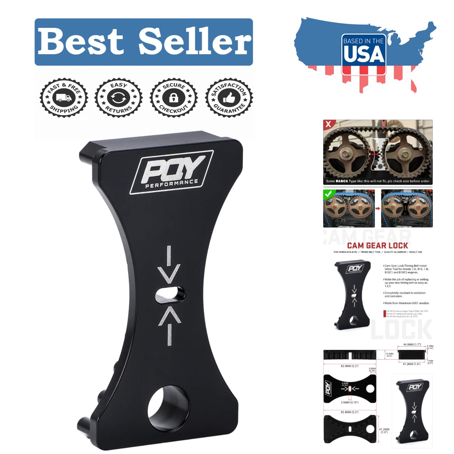 Precision Engine Cam Gear Lock Tool for Easy Timing Belt Replacement – Black