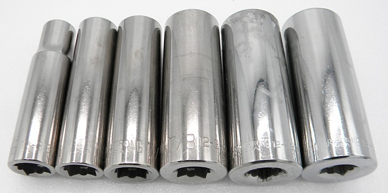 Set of 6 ARMSTRONG 12 Point SAE 1/2″ Drive Deep Well Sockets – 1/2 to 1″