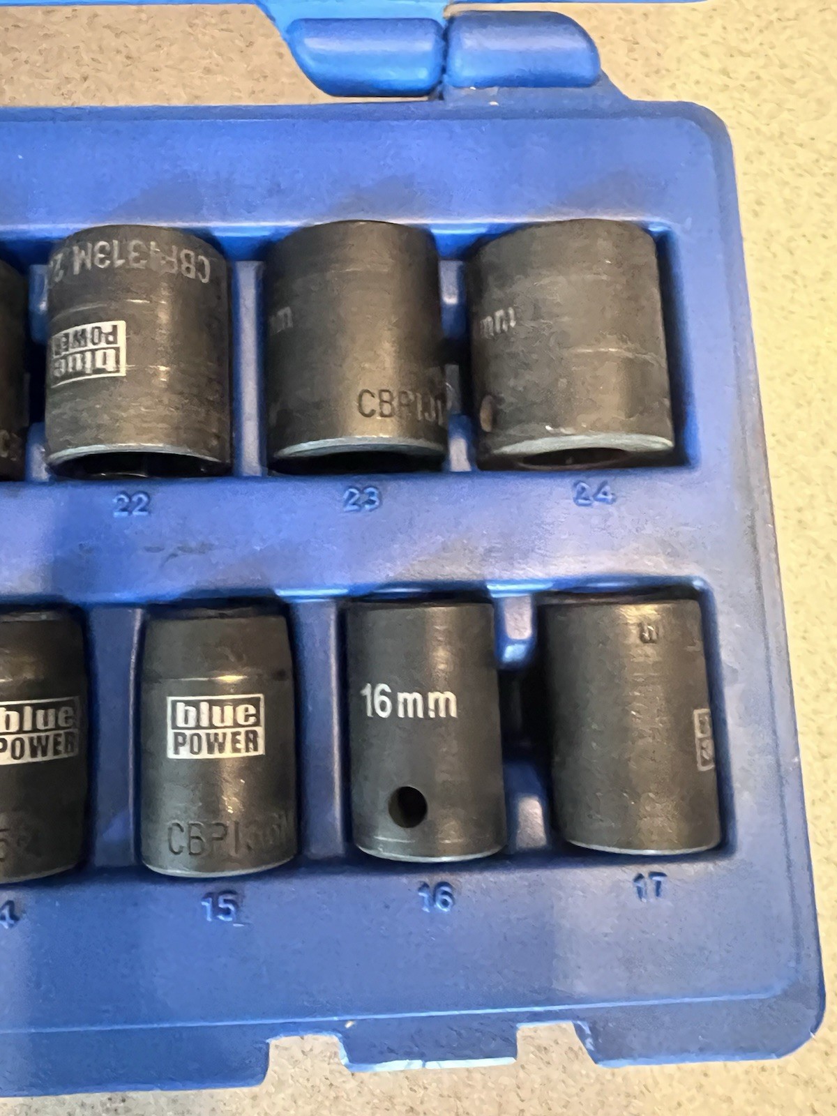#bn386 Cornwell Blue Power CBPI3M 15pc Metric 1/2″ Driver Socket Set 10-24mm