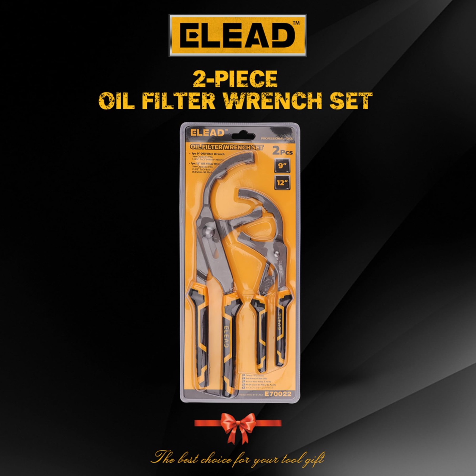 ELEAD Adjustable Oil Filter Wrench Set – 9″ & 12″ 2-Piece Set, Black & Yellow