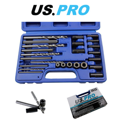 US PRO 25PC Screw Extractor Drill & Guide Set 2632