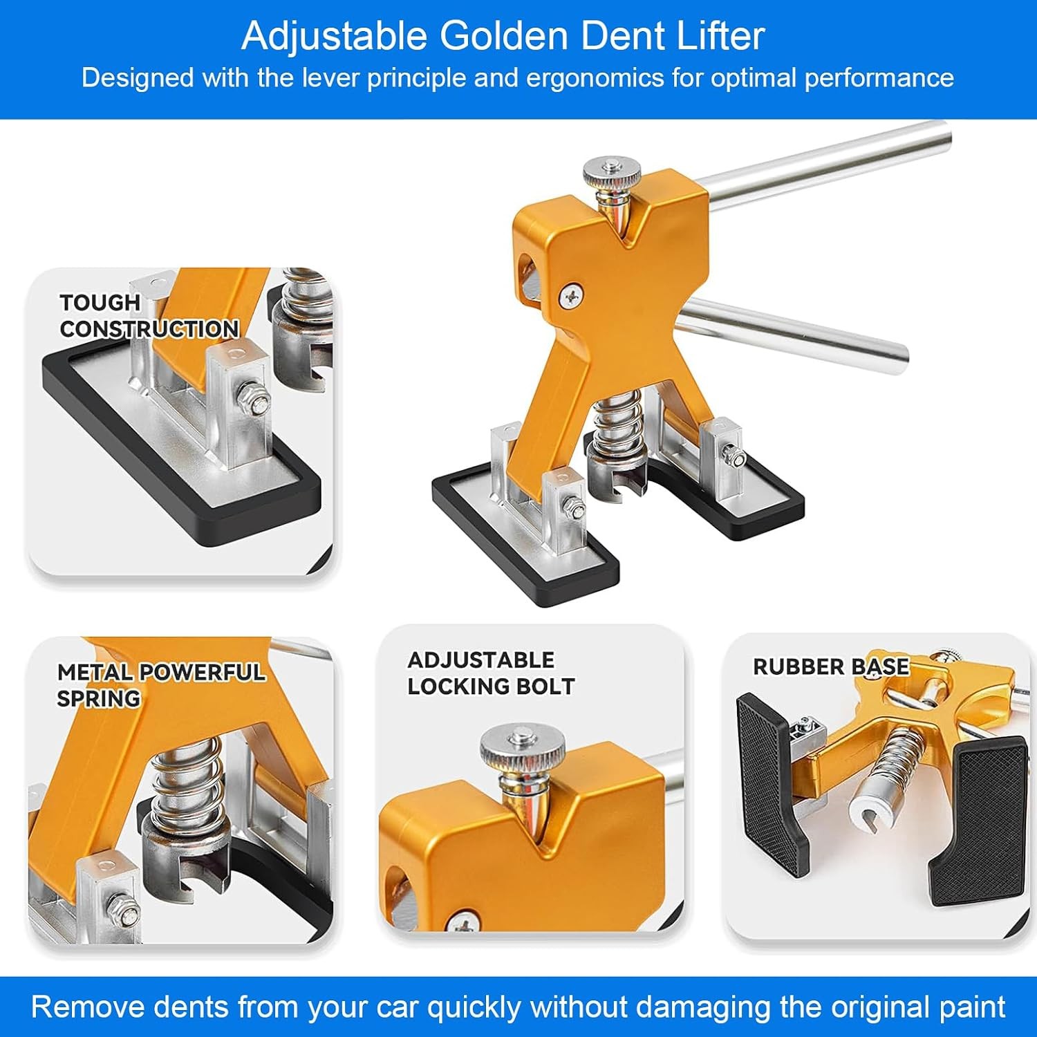 59PCS Dent Repair Kit Golden Lifter, Bridge Puller, Hot Glue Dent Puller and PDR