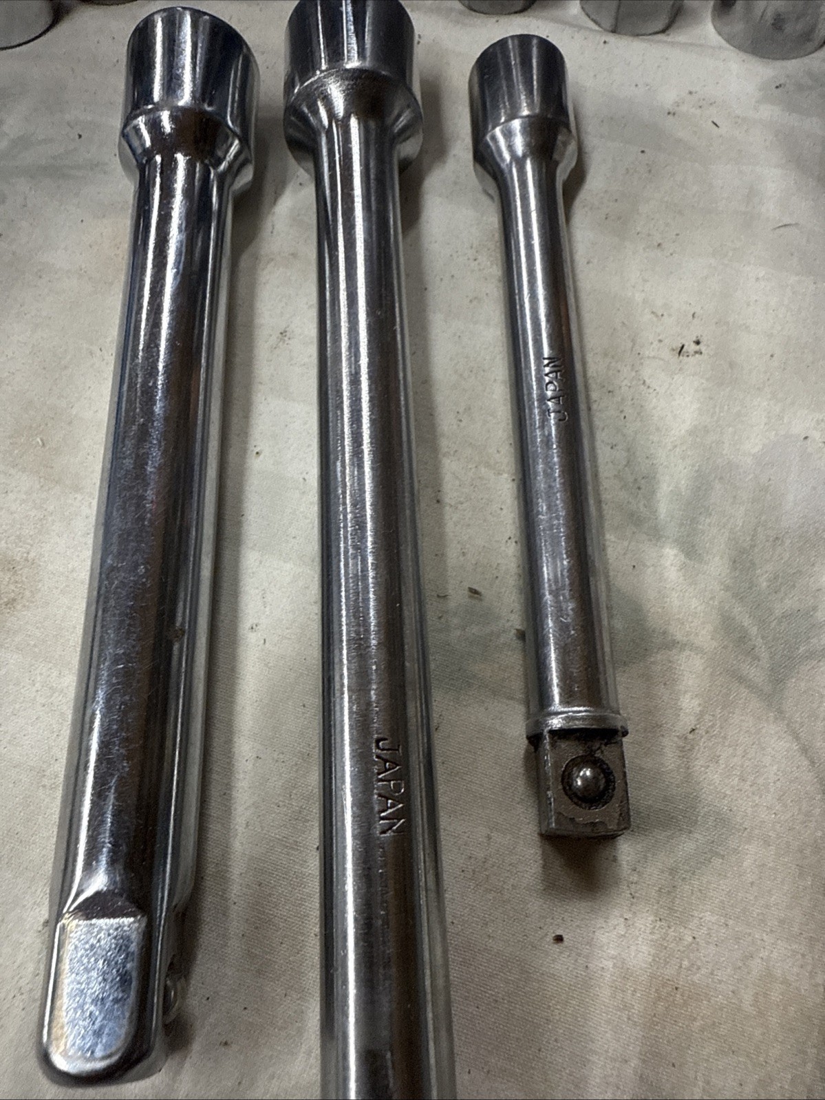 Vintage Japan, Manufactured, Ratchets, And Sockets.3/8” Dr. 1/2” Dr. + Extension